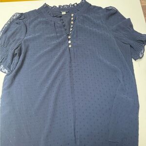Women's Blue Button-Down Lined Blouse